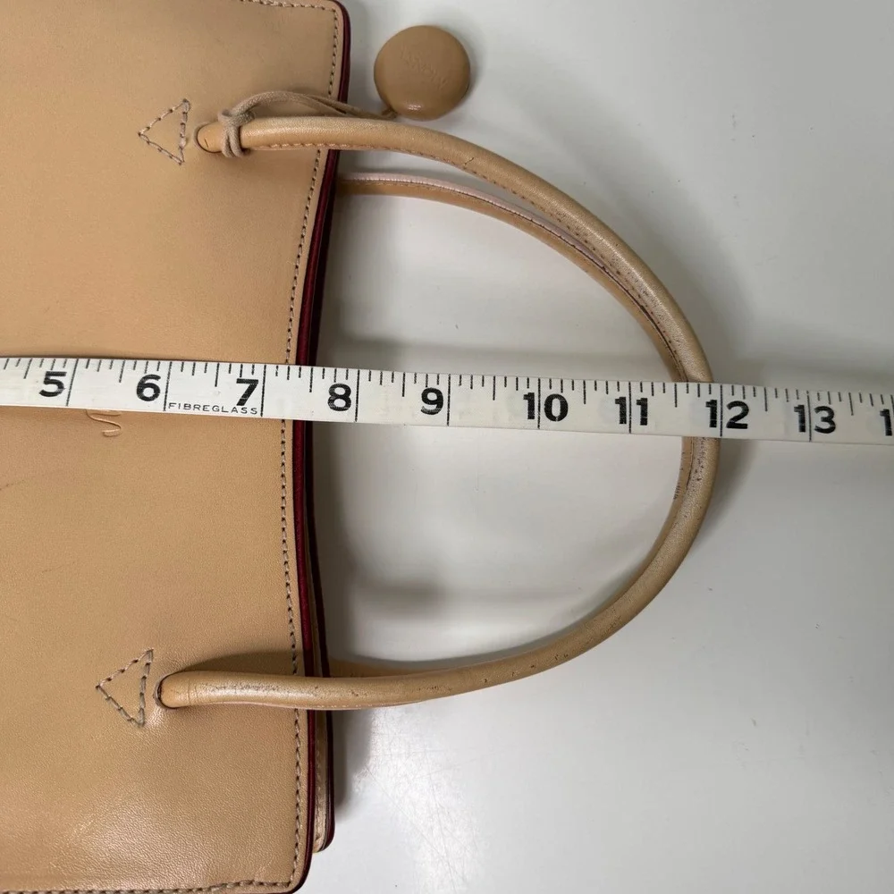 Monsac Leather Handbag Womens Tan Structured Minimalist Office Siren Small
